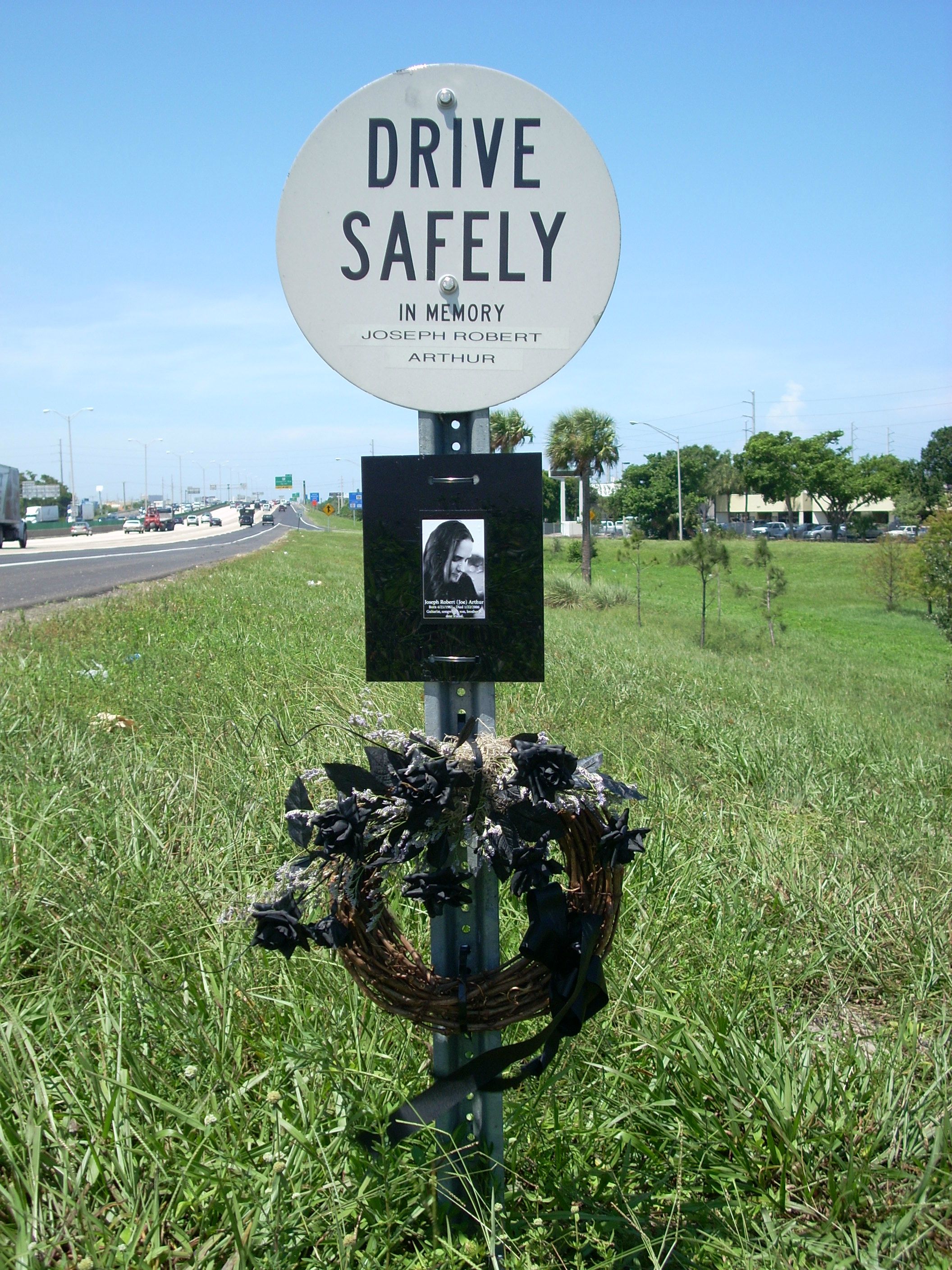 Joe Arthur’s roadside memorial on I95, Fort Lauderdale, Florida